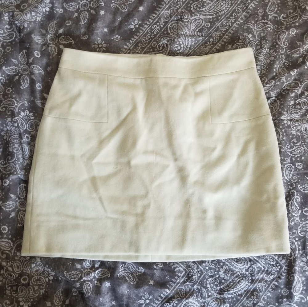 J Crew Ivory Wool Skirt